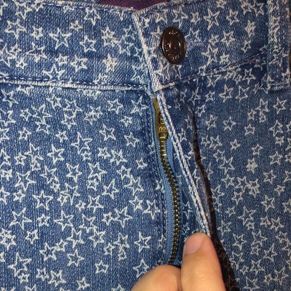 𝑮𝑽 6 Custom Rare Star Print Raw Hem Mom Amanda Blue White Shorts - Picture 5 of 11